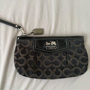 Coach Black and Brown Signature Wristlet